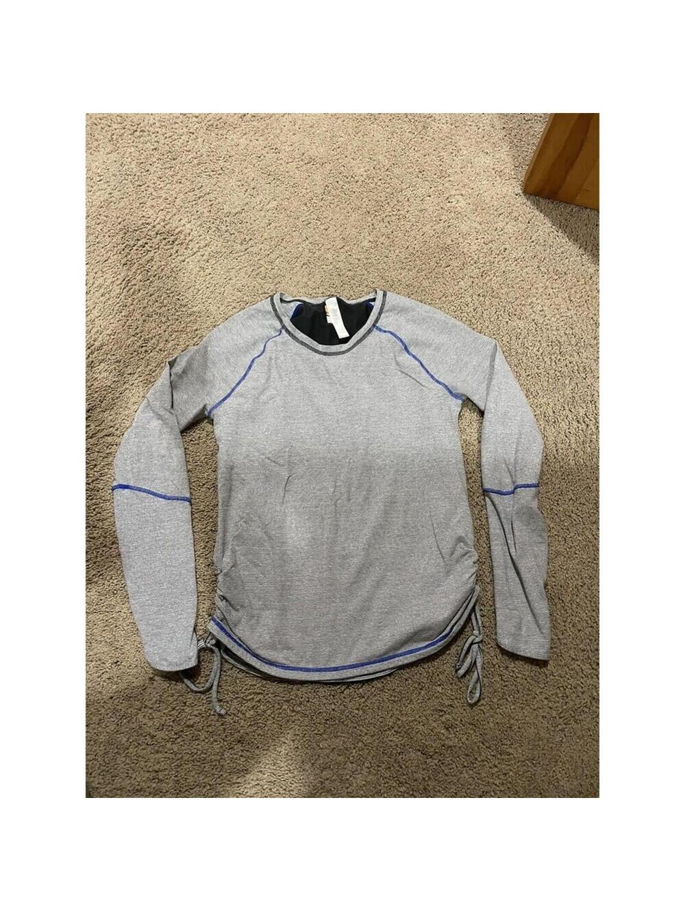Women's LUCY tech long sleeve active shirt M MEDIUM GRey striped black/ white